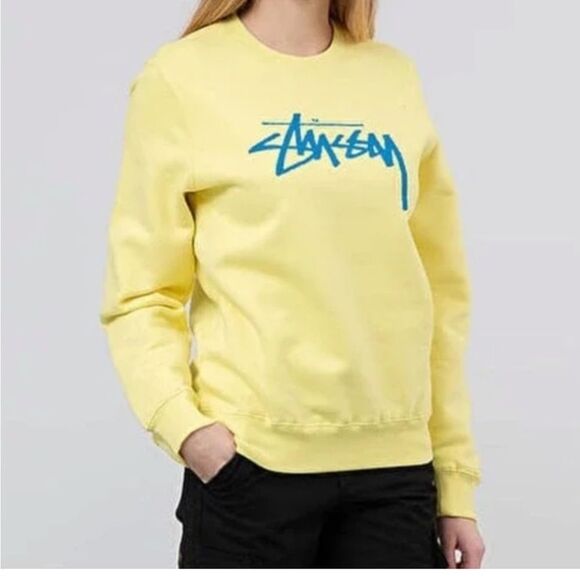 Stussy Yellow Crewneck Sweatshirt Size Small - Picture 1 of 6